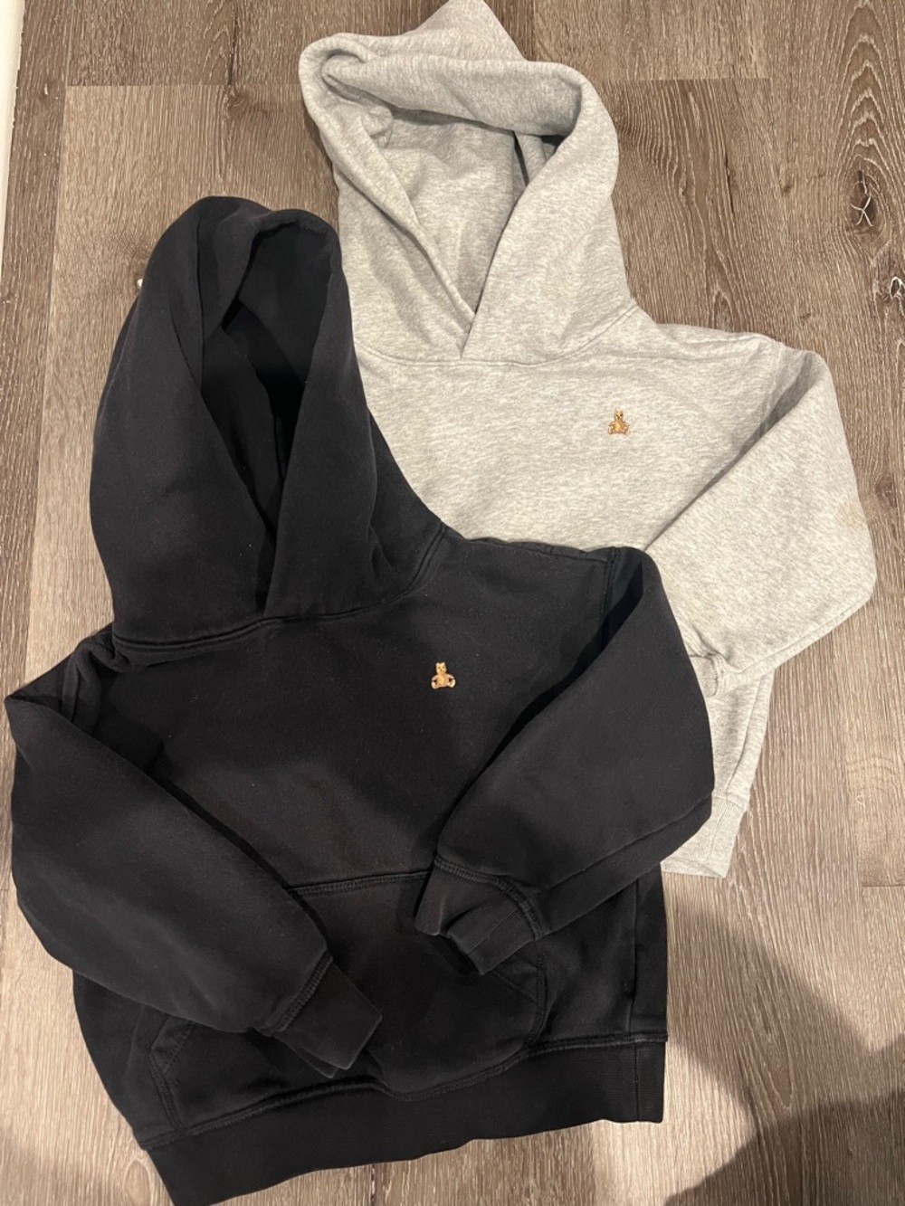 GAP Kids Hoodie Duo - Black & Light Gray with Gold Bear Logo